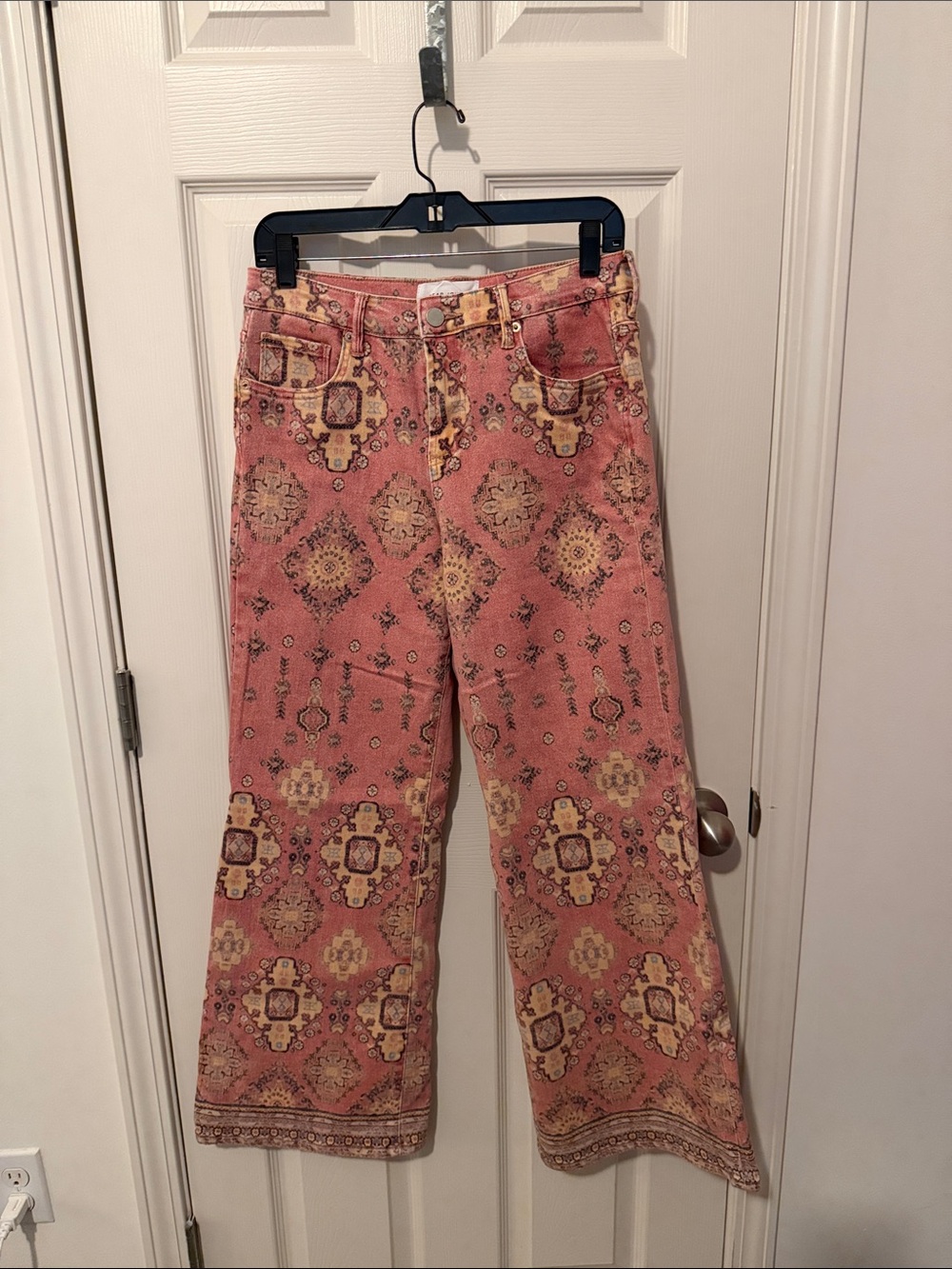Dear John Pink Patterned Wide-Leg Jeans